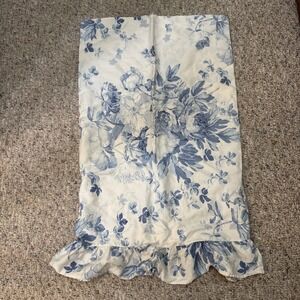 Vintage Ralph Lauren Pillowcase Standard Elsa Blue Floral Ruffle Rare USA Made